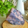 oznorCO Natural Polished Blue Sakura Agate · Display Stone with Pink Druse · Multifaceted Decorative Collectible Piece