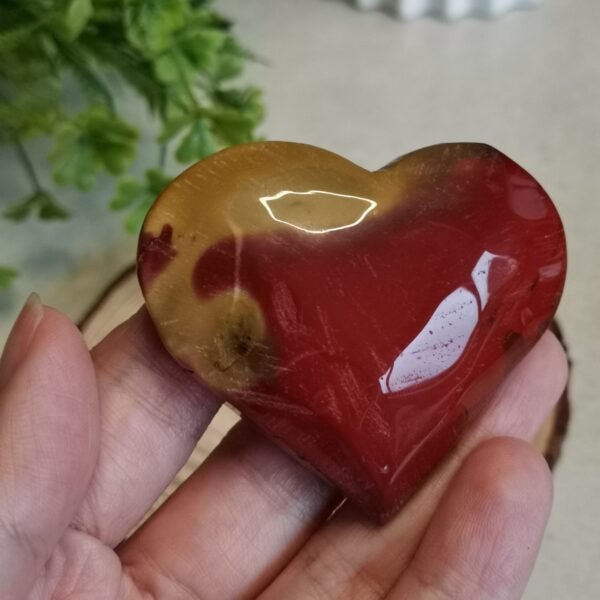 oznorCO Corazón/Piedra de Palma de Jaspe Multicolor Natural · Rojo y Amarillo Intenso · Decoración Crystal Home Decor y Colección