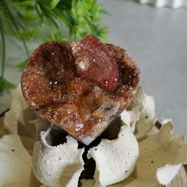 Natural lace agate heart with geode · Unique decorative piece · Crystal home decor and collection