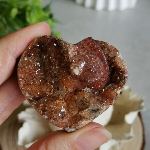 Natural lace agate heart with geode · Unique decorative piece · Crystal home decor and collection