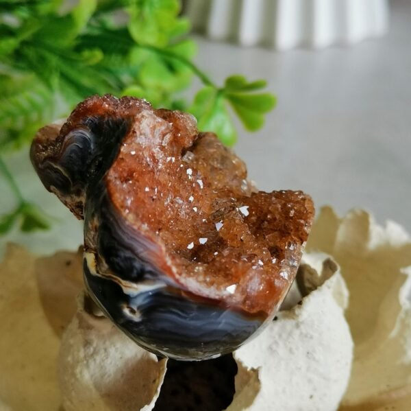 Natural lace agate heart with geode · Unique decorative piece · Crystal home decor and collection