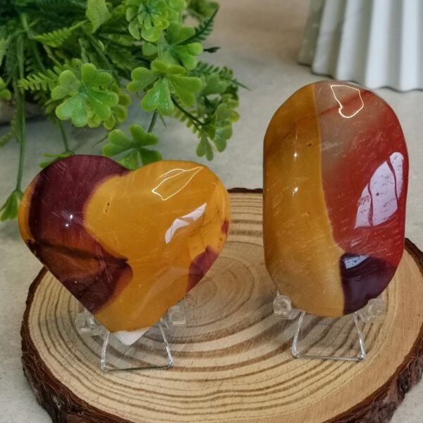 oznorCO Corazón/Piedra de Palma de Jaspe Multicolor Natural · Rojo y Amarillo Intenso · Decoración Crystal Home Decor y Colección