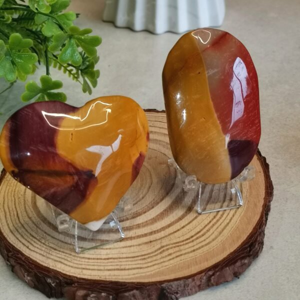 oznorCO Corazón/Piedra de Palma de Jaspe Multicolor Natural · Rojo y Amarillo Intenso · Decoración Crystal Home Decor y Colección