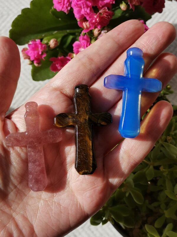 Figura de cruz - Piedra de fuego - piedra Ojo de Tigre