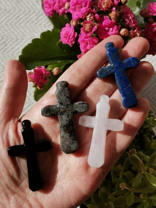 Figura de cruz - Piedra de fuego - piedra Ojo de Tigre