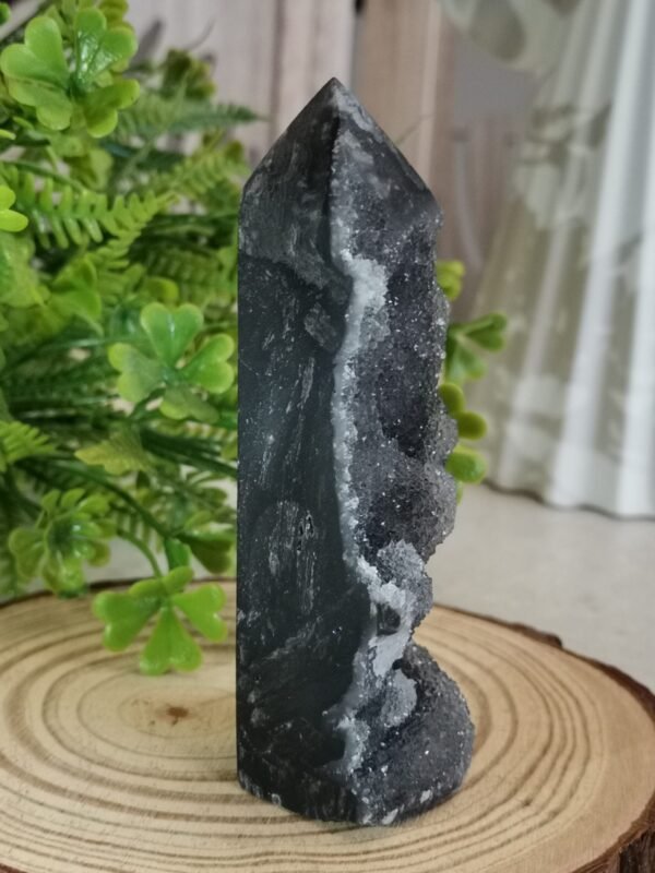 oznorCO Obelisco de ágata negra natural torre