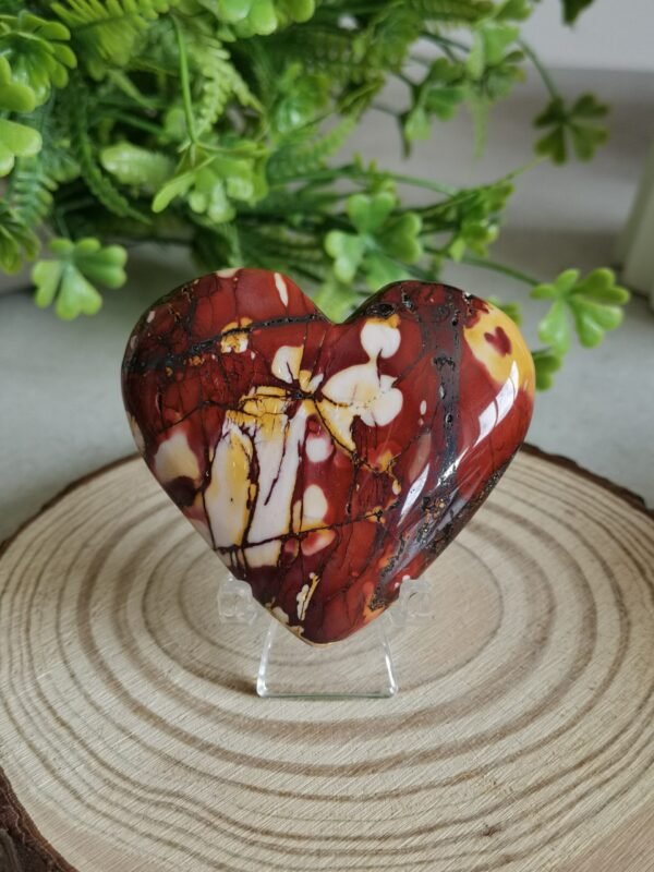 oznorCO Corazón/Piedra de Palma de Jaspe Multicolor Natural · Rojo y Amarillo Intenso · Decoración Crystal Home Decor y Colección