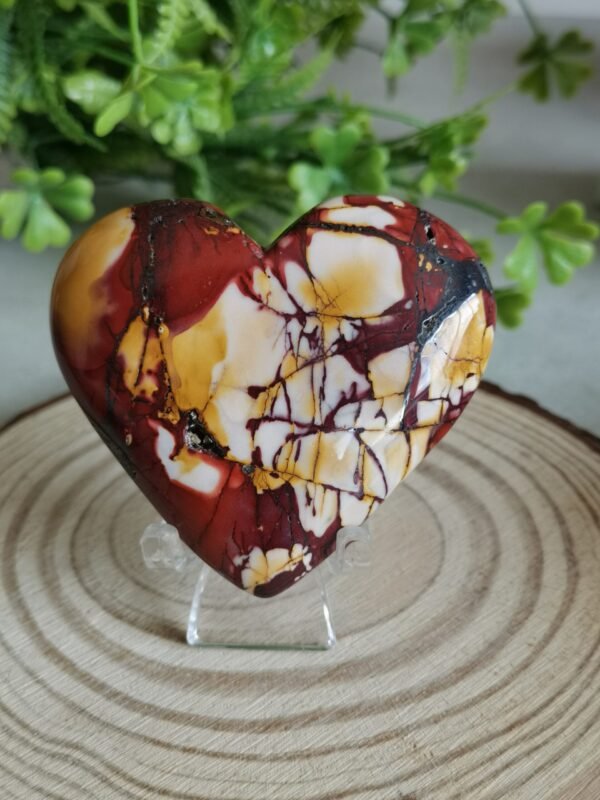 oznorCO Corazón/Piedra de Palma de Jaspe Multicolor Natural · Rojo y Amarillo Intenso · Decoración Crystal Home Decor y Colección
