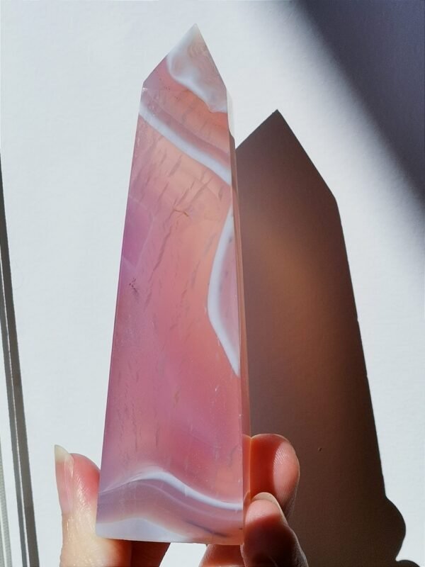 Torre de ágata rosa natural