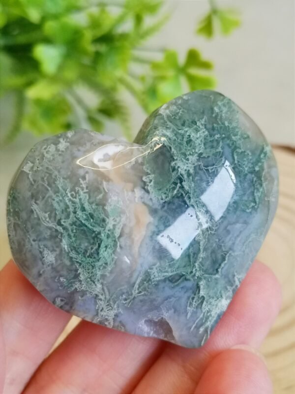 Corazón de ágata musgo verde natural