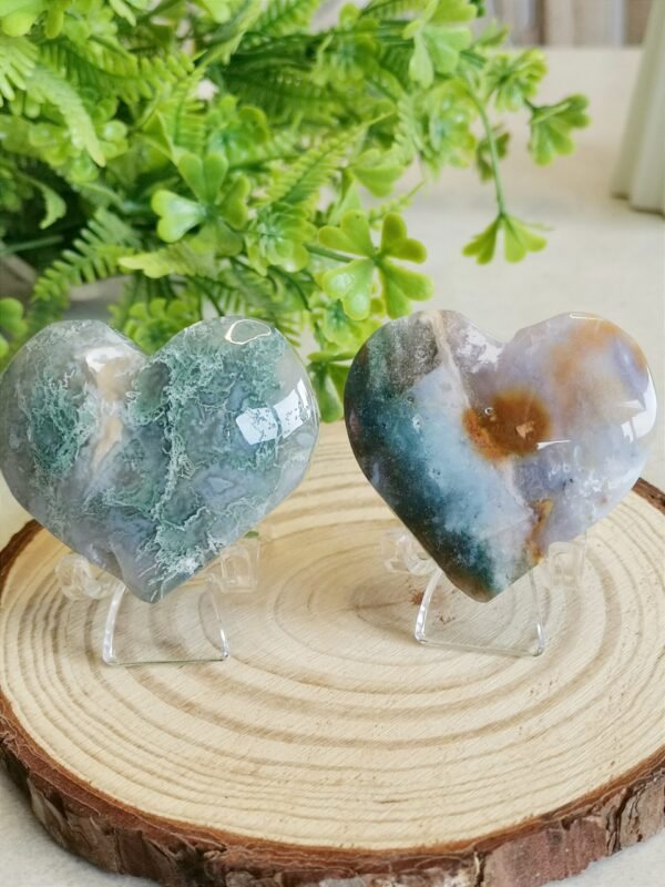 Corazón de ágata musgo verde natural
