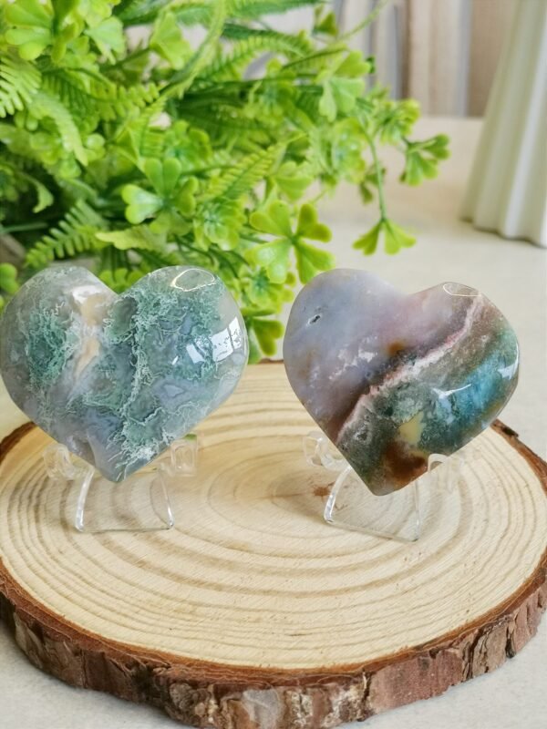 Corazón de ágata musgo verde natural