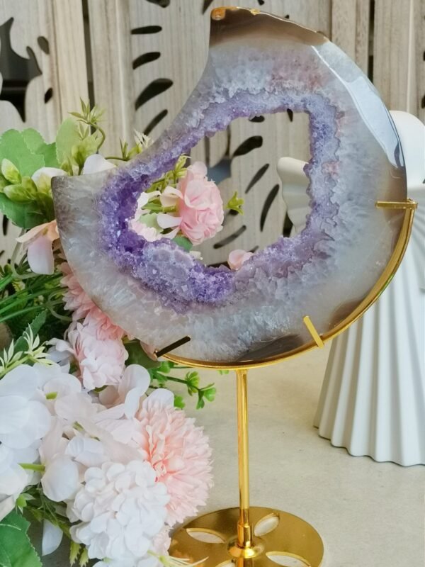 Luna grande de amatista y ágata natural