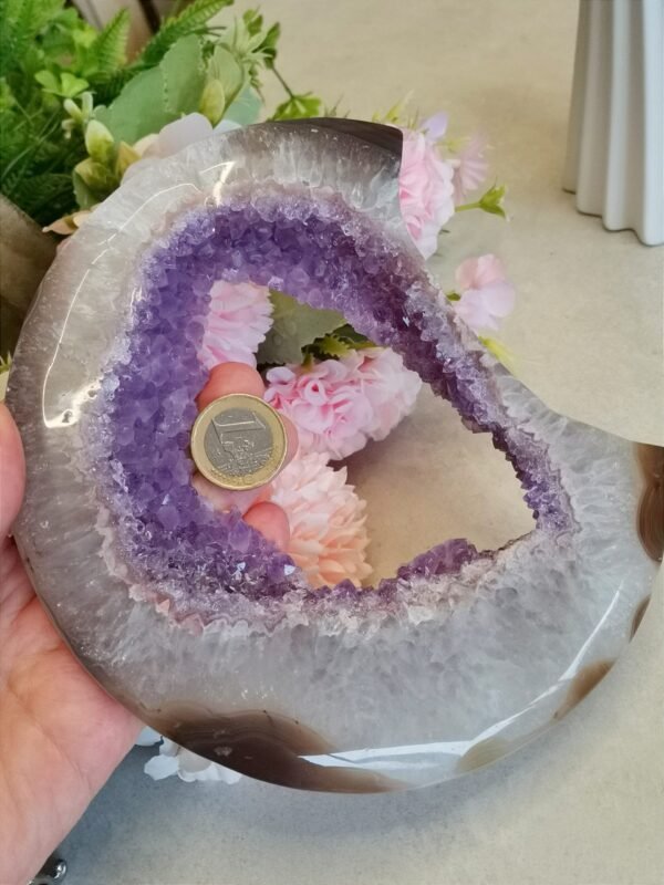 Luna grande de amatista y ágata natural