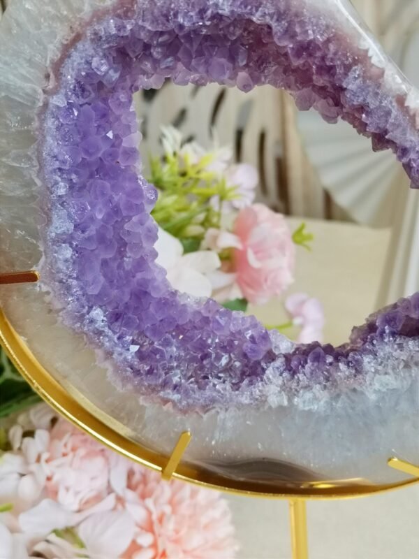 Luna grande de amatista y ágata natural