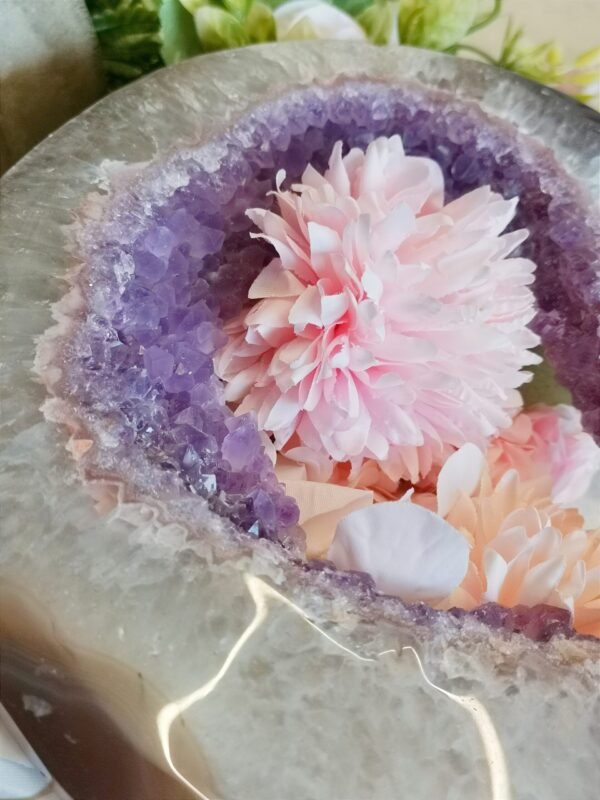 Luna grande de amatista y ágata natural