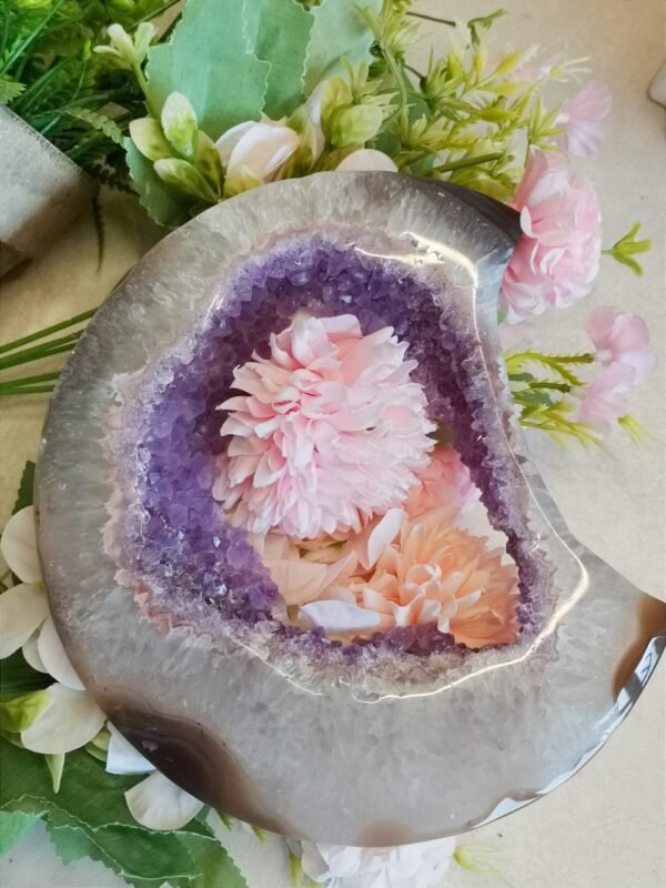 Luna grande de amatista y ágata natural