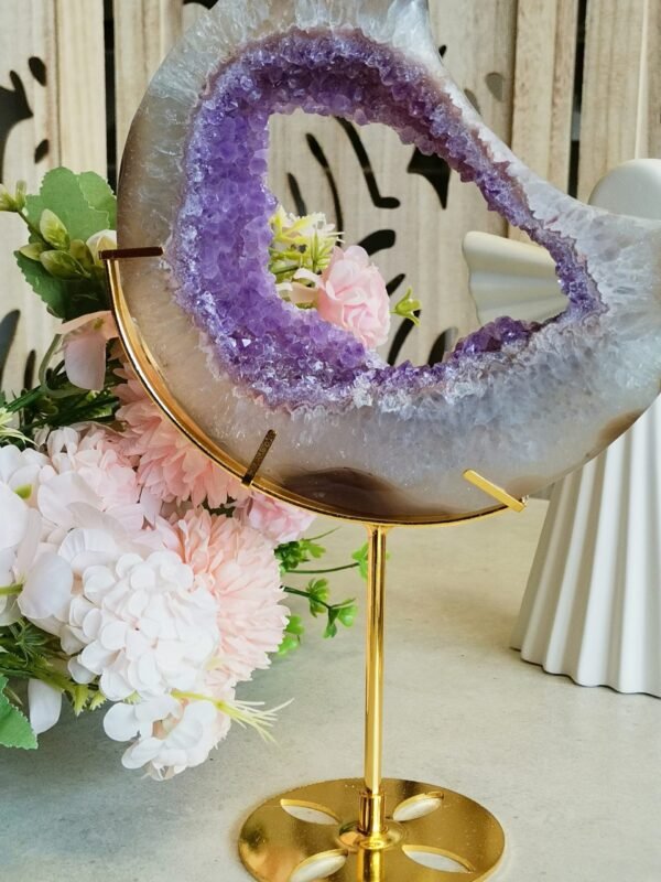 Luna grande de amatista y ágata natural