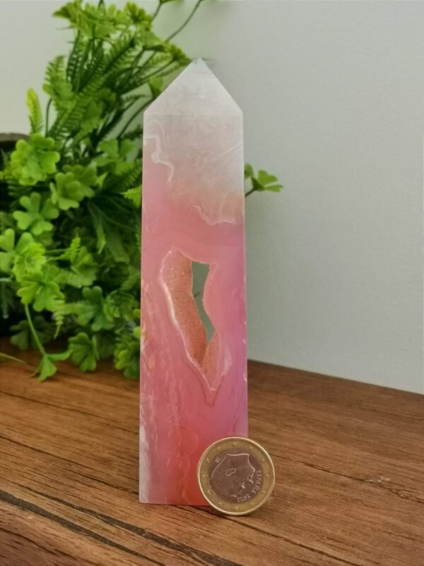 Torre de ágata rosa natural