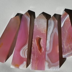 Natural pink agate tower