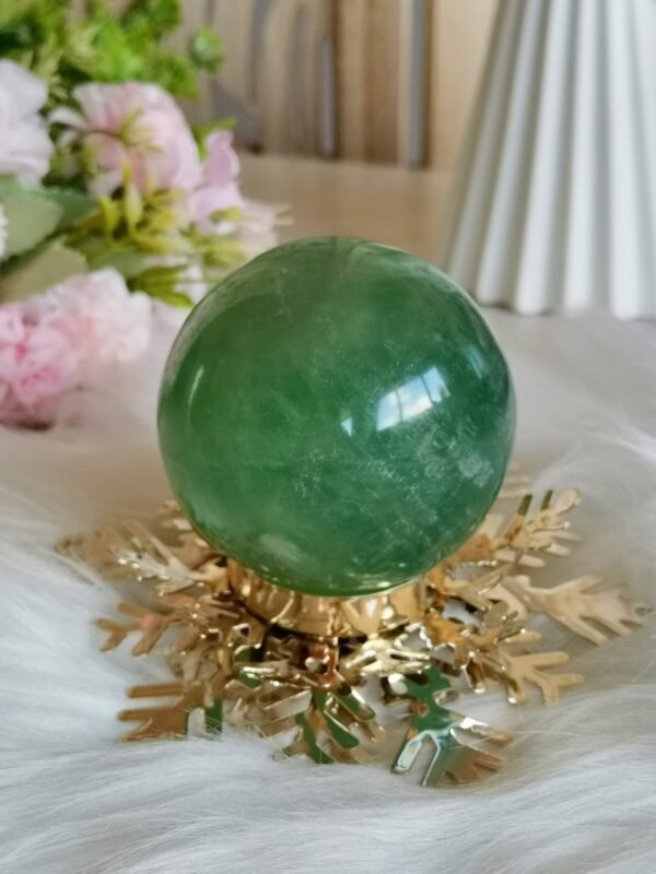 Natural green fluorite crystal sphere