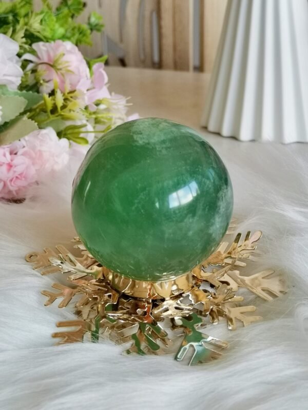 Natural green fluorite crystal sphere
