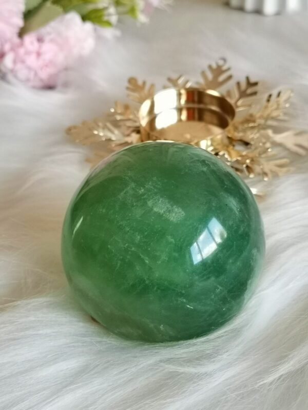 Natural green fluorite crystal sphere