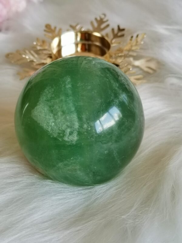 Natural green fluorite crystal sphere