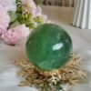 Natural green fluorite crystal sphere
