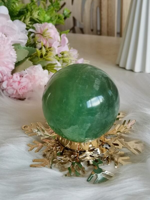 Natural green fluorite crystal sphere