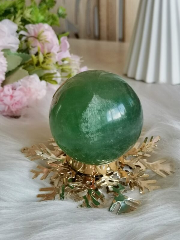 Natural green fluorite crystal sphere