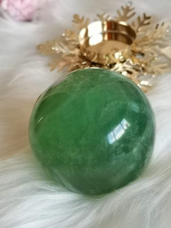 Natural green fluorite crystal sphere