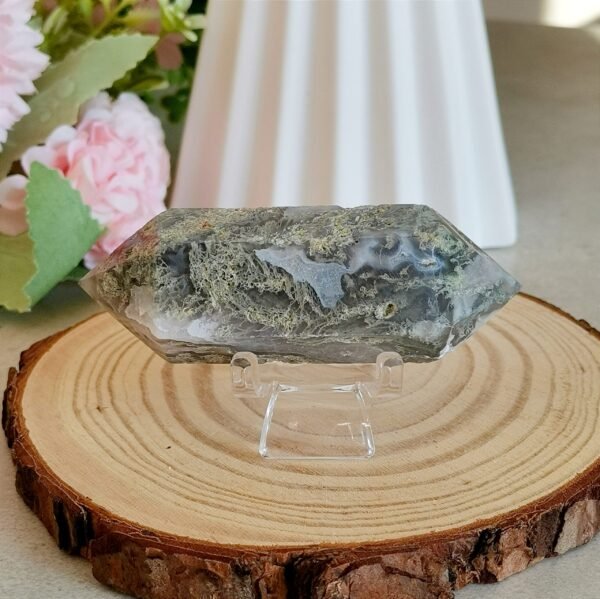 Double-ended moss agate