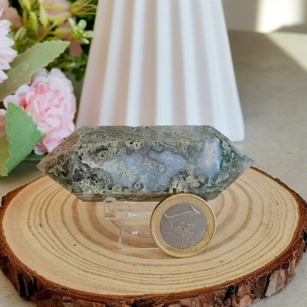 Double-ended moss agate