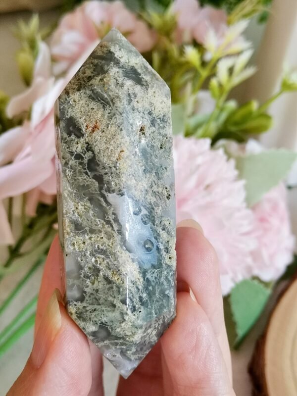 Double-ended moss agate