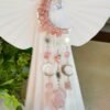 Decorative moon wind chime with pink natural stones