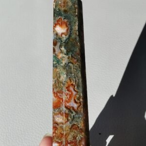 Agate tower with moss and natural colors