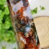 Agate tower with moss and natural colors