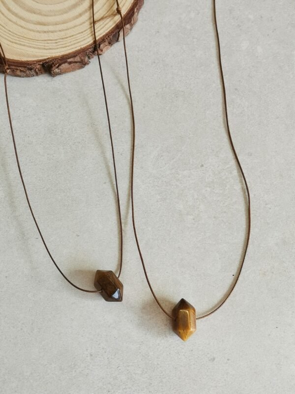 Collar Ojo de Tigre Natural Doble Punta • Piedra Protectora