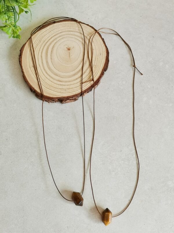 Collar Ojo de Tigre Natural Doble Punta • Piedra Protectora