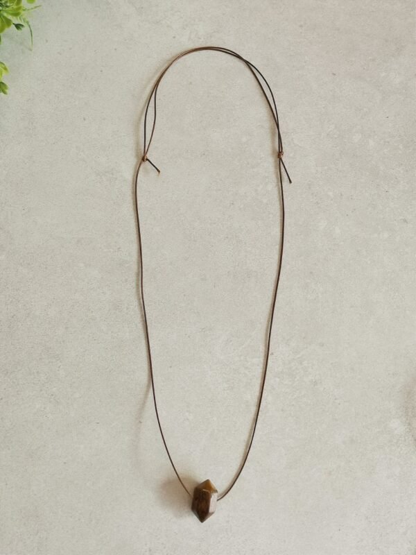 Collar Ojo de Tigre Natural Doble Punta • Piedra Protectora