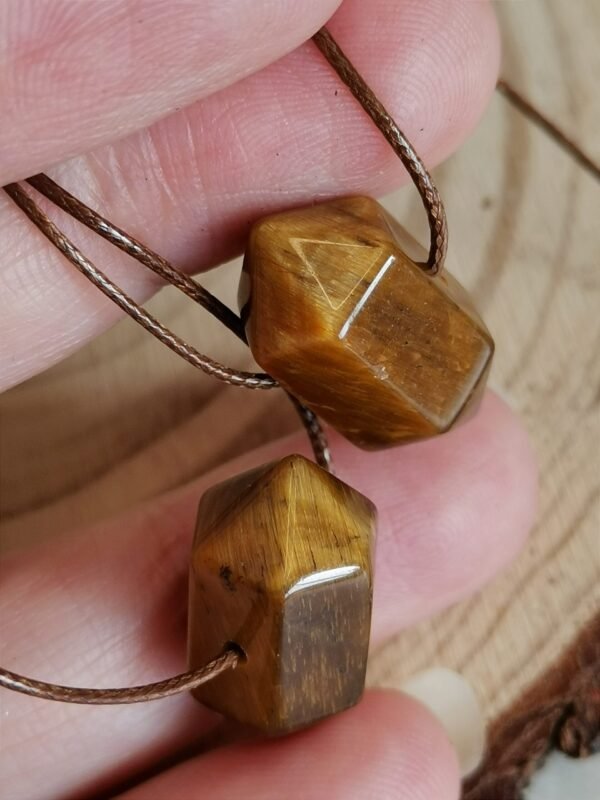 Collar Ojo de Tigre Natural Doble Punta • Piedra Protectora