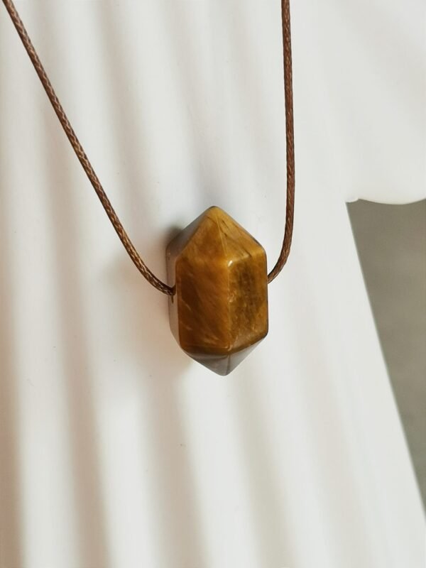 Collar Ojo de Tigre Natural Doble Punta • Piedra Protectora