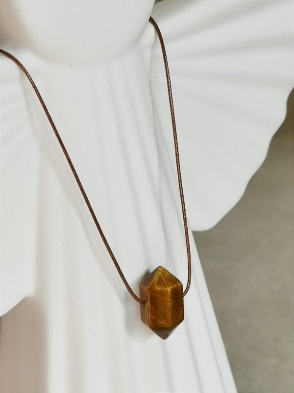 Collar Ojo de Tigre Natural Doble Punta • Piedra Protectora