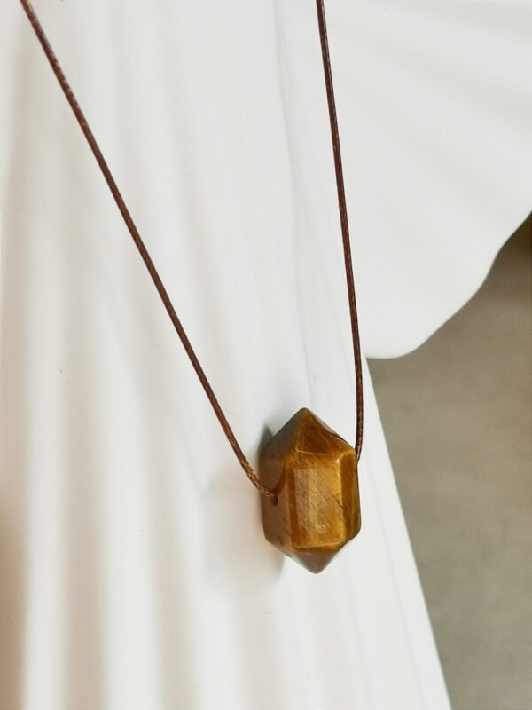 Collar Ojo de Tigre Natural Doble Punta • Piedra Protectora