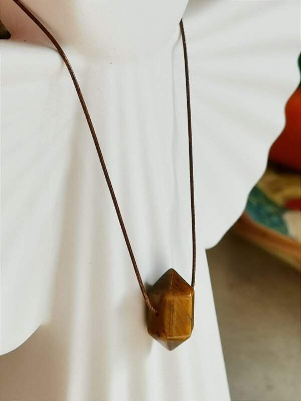 Collar Ojo de Tigre Natural Doble Punta • Piedra Protectora