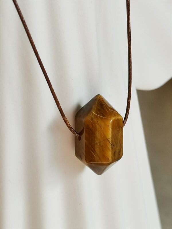 Collar Ojo de Tigre Natural Doble Punta • Piedra Protectora