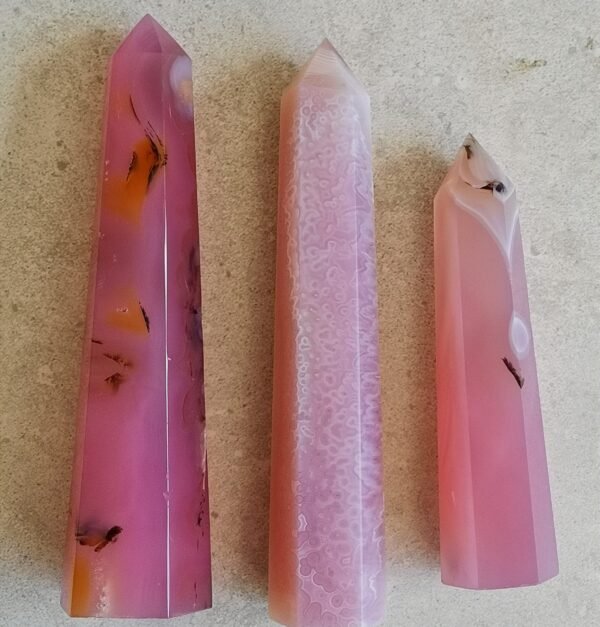 Natural pink agate tower