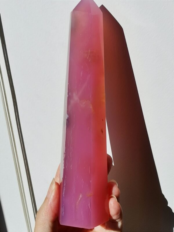 Natural pink agate tower