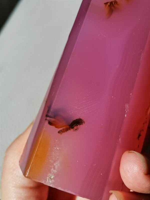 Natural pink agate tower